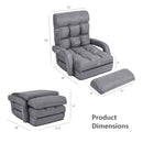 Folding Lazy Floor Chair Sofa with Armrests and Pillow