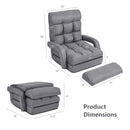 Folding Lazy Floor Chair Sofa with Armrests and Pillow