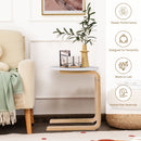 Bentwood Sofa Side Table with Square Tabletop and Storage Bag