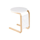 Bentwood Sofa Side Table with Square Tabletop and Storage Bag