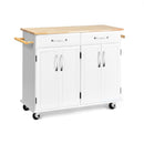 Wood Top Rolling Kitchen Trolley Island Cart Storage Cabinet
