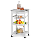 Kitchen Island Cart with Stainless Steel Tabletop and Basket