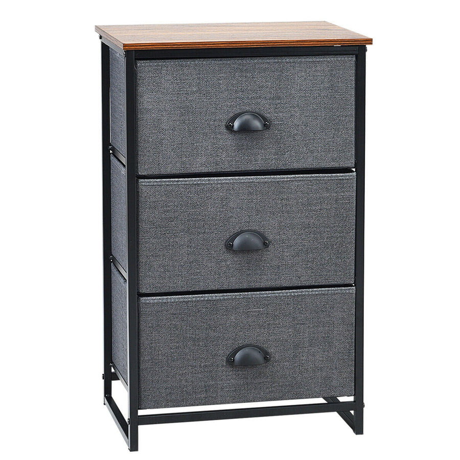 Nightstand Side Table Storage Tower Dresser Chest with 3 Drawers