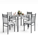 5-Piece Faux Marble Dining Set with Steel Frame