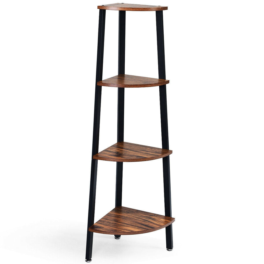 4-Tier Corner Shelf Metal Storage Rack Domestic Bookcase