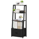 4-Tier Ladder Bookshelf Storage Display with 2 Drawers-White