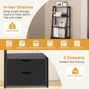 4-Tier Ladder Bookshelf Storage Display with 2 Drawers-White