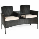 Modern Patio Conversation Set with Built-in Coffee Table and Cushions