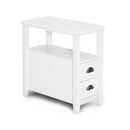 End Table Wooden with 2 Drawers and Shelf Bedside Table