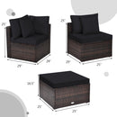 4 Pieces Ottoman Garden Patio Rattan Wicker Furniture Set with Cushion-Gray