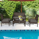 4 Pieces Patio Rattan Cushioned Furniture Set