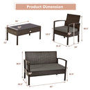 4 Pieces Patio Rattan Cushioned Furniture Set