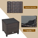 3 Pcs Patio Rattan Furniture Set Cushioned Conversation Set Coffee Table-Beige