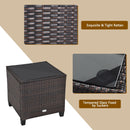 3 Pcs Patio Rattan Furniture Set Cushioned Conversation Set Coffee Table-Beige