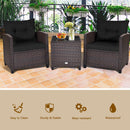 3 Pcs Patio Rattan Furniture Set Cushioned Conversation Set Coffee Table-Beige