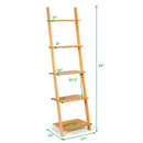 5-Tier Modern Bamboo Wall-Leaning Display Ladder Bookshelf