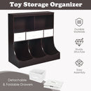Freestanding Combo Cubby Bin Storage Organizer Unit W/3 Baskets-Brown