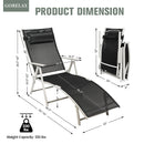 Adjustable Outdoor Lightweight Folding Chaise Lounge Chair with Pillow