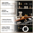 Wood Buffet Hutch Cabinet with 3 Large Drawers