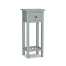 2 Tier Slim Nightstand Bedside Table with Drawer Shelf