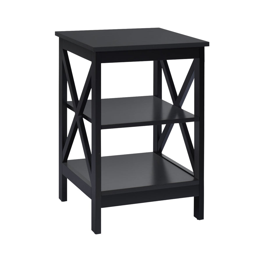 3-Tier X-Design Nightstands with Storage Shelves for Living Room Bedroom