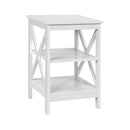 3-Tier X-Design Nightstands with Storage Shelves for Living Room Bedroom