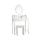 Makeup Dressing Table with Touch Switch Lighted Mirror and Cushioned Stool