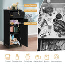 Wooden Storage Free-Standing Floor Cabinet with Drawer and Shelf