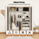 Adjustable Closet Organizer Kit with Shelves and Hanging Rods for 4 to 6 Feet