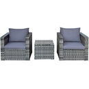 3 Pcs Patio Rattan Furniture Bistro Sofa Set with Cushioned-Navy