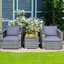 3 Pcs Patio Rattan Furniture Bistro Sofa Set with Cushioned-Navy