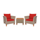 3 Pieces Patio Rattan Furniture Set with Washable Cushion for Yard Porch
