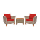 3 Pieces Patio Rattan Furniture Set with Washable Cushion for Yard Porch