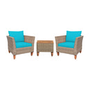 3 Pieces Patio Rattan Furniture Set with Washable Cushion for Yard Porch