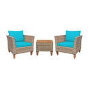 3 Pieces Patio Rattan Furniture Set with Washable Cushion for Yard Porch