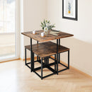 5 Pieces Metal Frame Dining Set with Compact Dining Table and 4 Stools