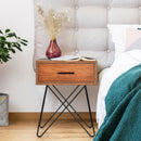 Nightstand Coffee Table Storage Display with Steel Legs and 1 Drawer