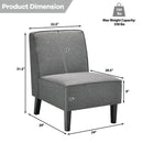 Modern Armless Accent Sofa Chair with Rubber Wood Legs