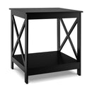 2-Tier Side Table with X-shape Design and 4 Solid Legs