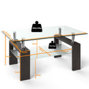 Rectangular Tempered Glass Coffee Table with Shelf