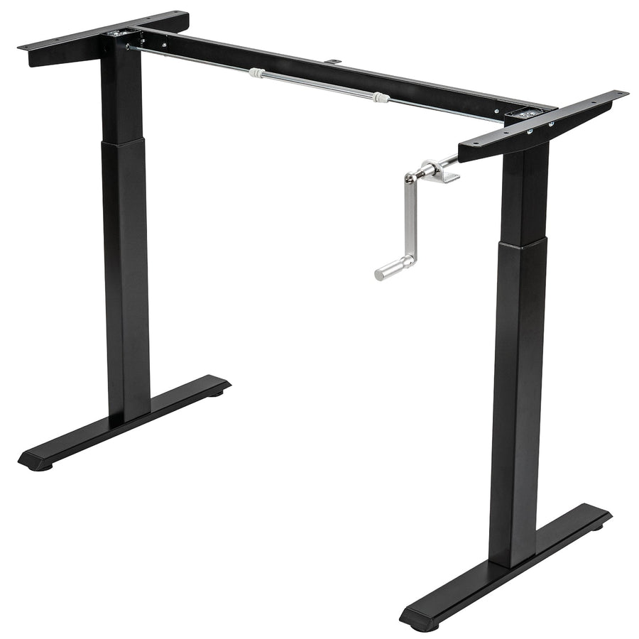 Hand Crank Sit to Stand Desk Frame Height Adjustable Standing Base-Gray
