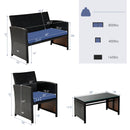 4 Pieces Patio Rattan Cushioned Furniture Set with Coffee Table-Black