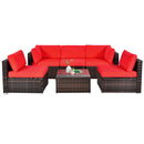 6 Pieces Patio Rattan Furniture Set with Cushions