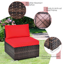 6 Pieces Patio Rattan Furniture Set with Cushions