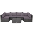7 Pieces Patio Rattan Furniture Set Sectional Sofa Garden Cushion