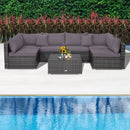 7 Pieces Patio Rattan Furniture Set Sectional Sofa Garden Cushion