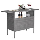 Outdoor Patio Wicker Bar Table with Metal Shelves