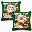 Set of 2 Happy Easter & Easter Eggs Throw Pillow Covers