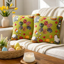 Set of 2 Easter Eggs with Bunny, Chicks and Willow Tree Throw Pillow Covers