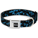 Batman Black/Silver Seatbelt Buckle Collar - Bat Signals Stacked Blue/Black